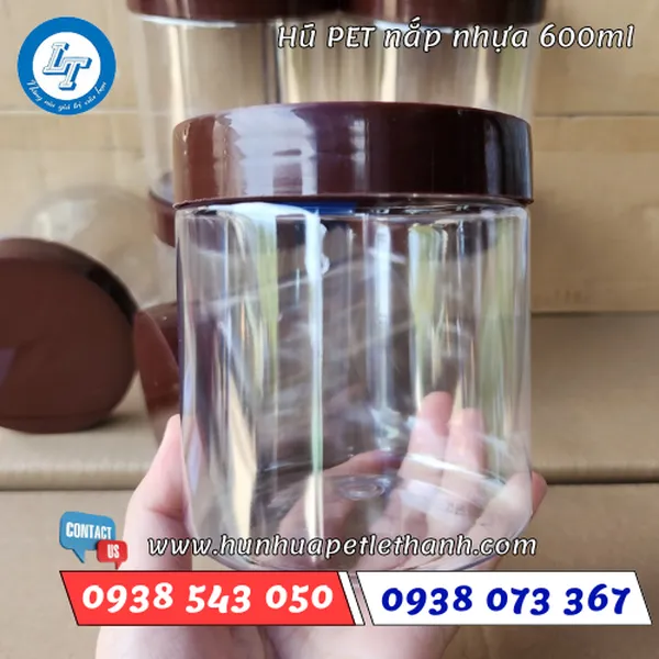 HŨ PET NẮP NHỰA 600ML (33G)