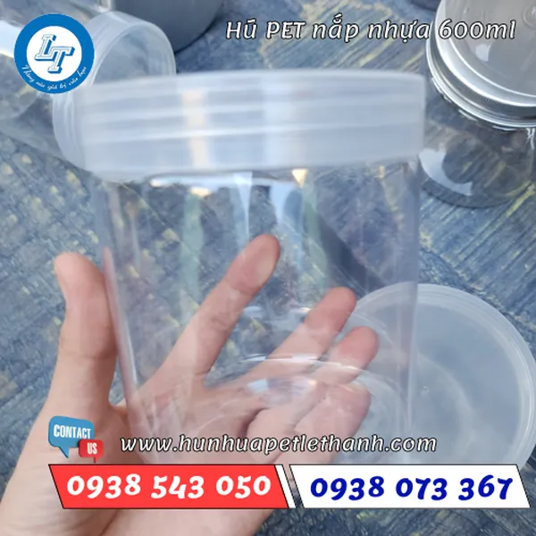 HŨ PET NẮP NHỰA 600ML (33G)