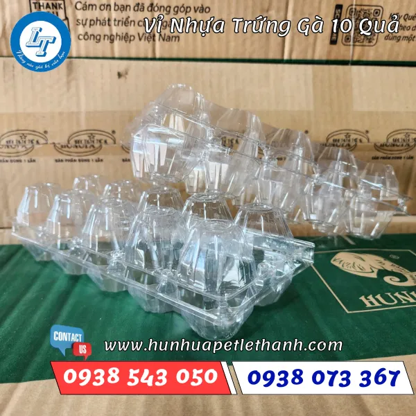VỈ NHỰA ĐỰNG TRỨNG 10 QUẢ ẤN NÚT