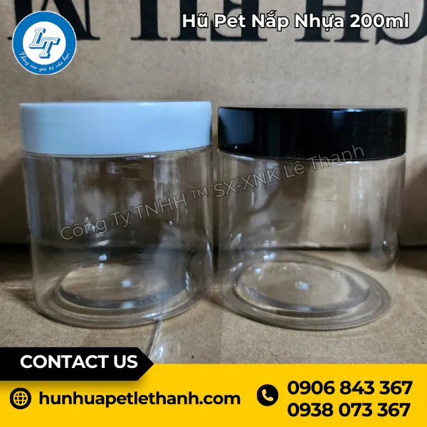Hũ PET Nắp Nhựa 200ml