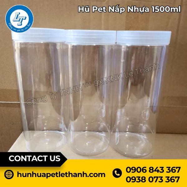 Hũ PET Nắp Nhựa 1500ml