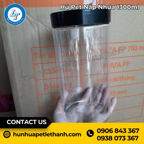 Hũ PET Nắp Nhựa 1300ml