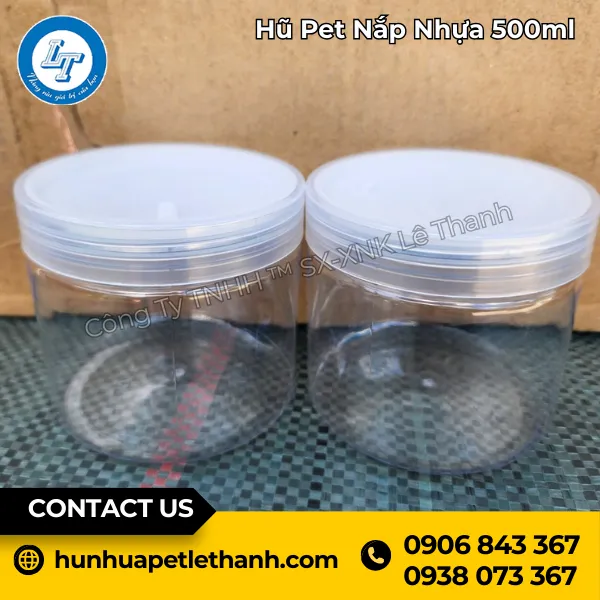 Hũ PET Nắp Nhựa 500ml