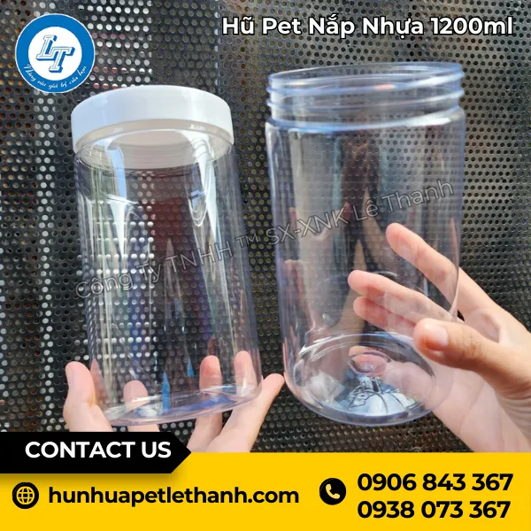 Hũ PET Nắp Nhựa 1200ml