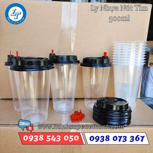 LY NHỰA PP NÚT TIM 500ML