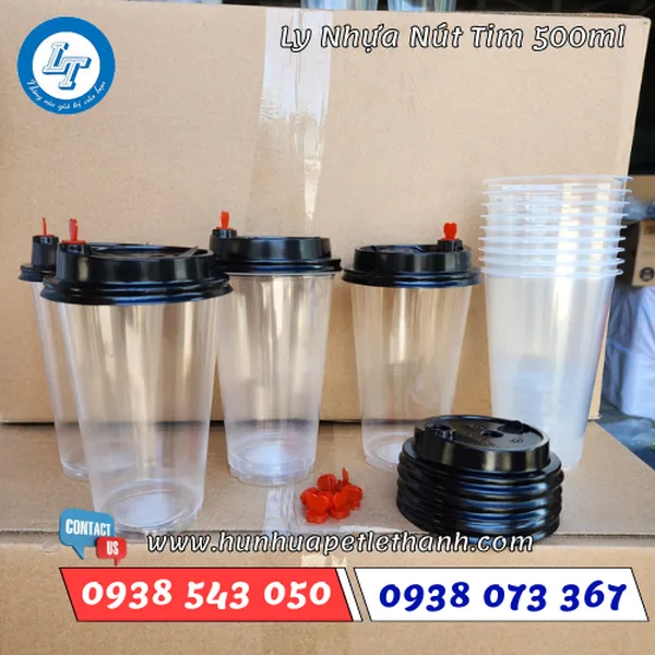 LY NHỰA PP NÚT TIM 500ML