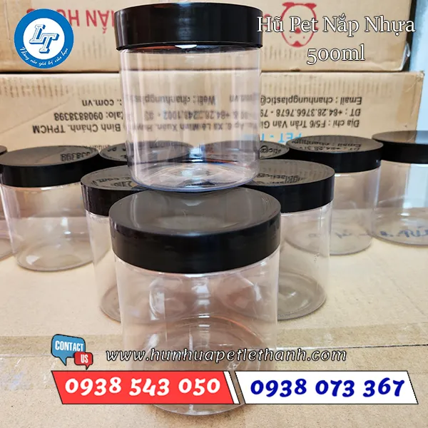 HŨ PET NẮP NHỰA 500ML (33G)