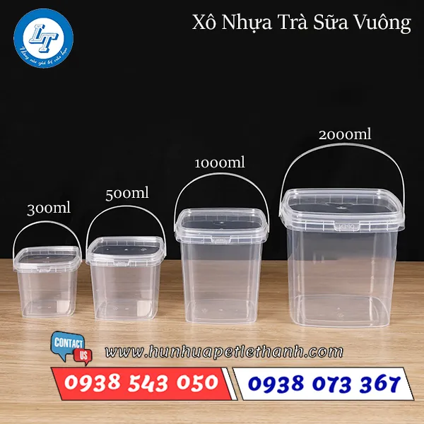 Xô Nhựa Vuông Đựng Trà Sữa