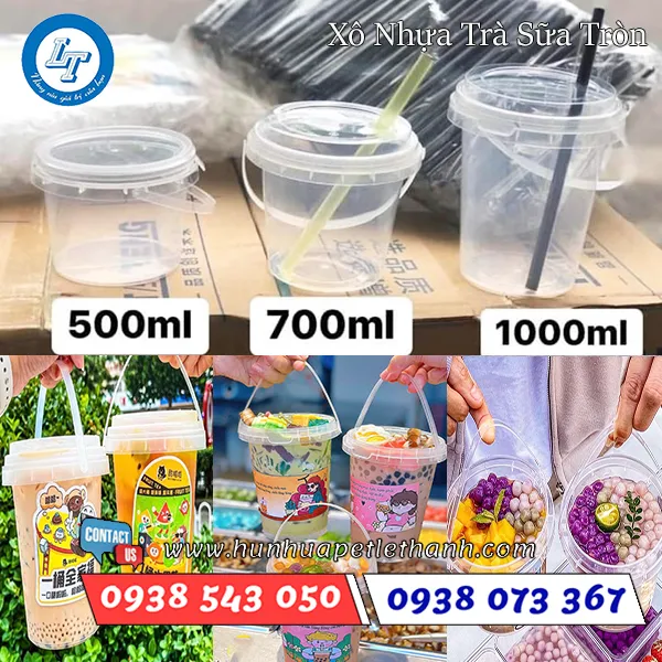 Xô Nhựa Tròn Đựng Trà Sữa