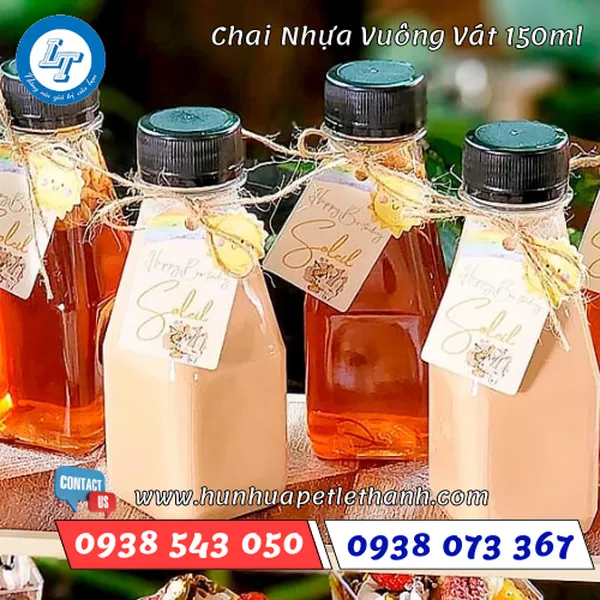 CHAI NHỰA VUÔNG VÁT 150ML