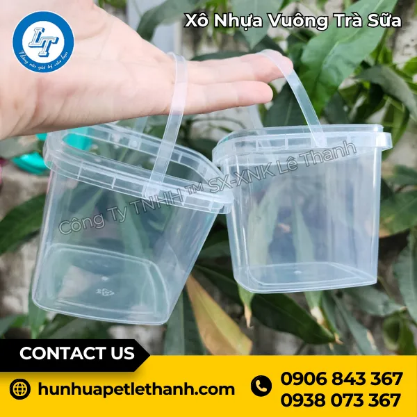 Xô Nhựa Vuông Đựng Trà Sữa