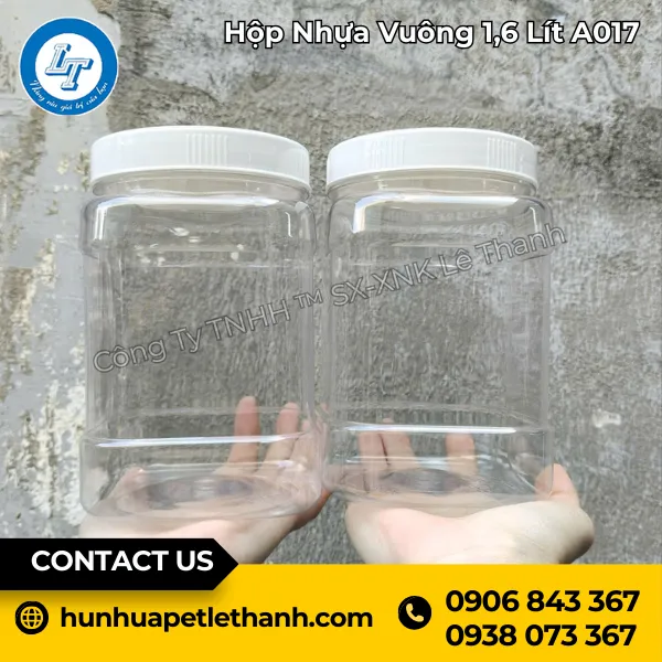 Hộp Nhựa Vuông A017 1600ml