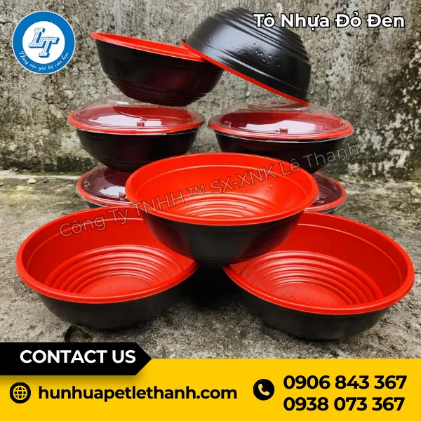 Tô Nhựa Đỏ Đen