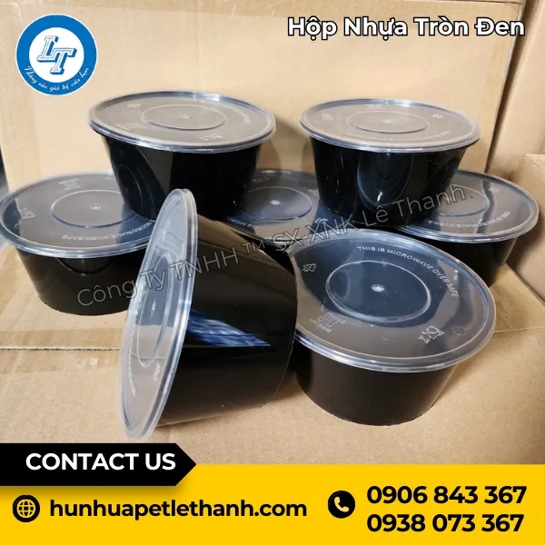 Hộp Nhựa Tròn Màu Đen