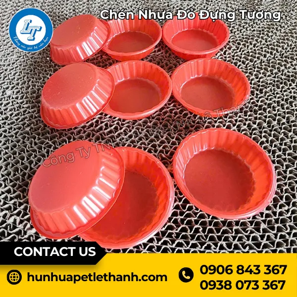 Chén Nhựa Đỏ Đựng Tương