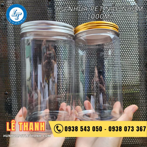 HŨ PET NẮP NHÔM 1000ML 
