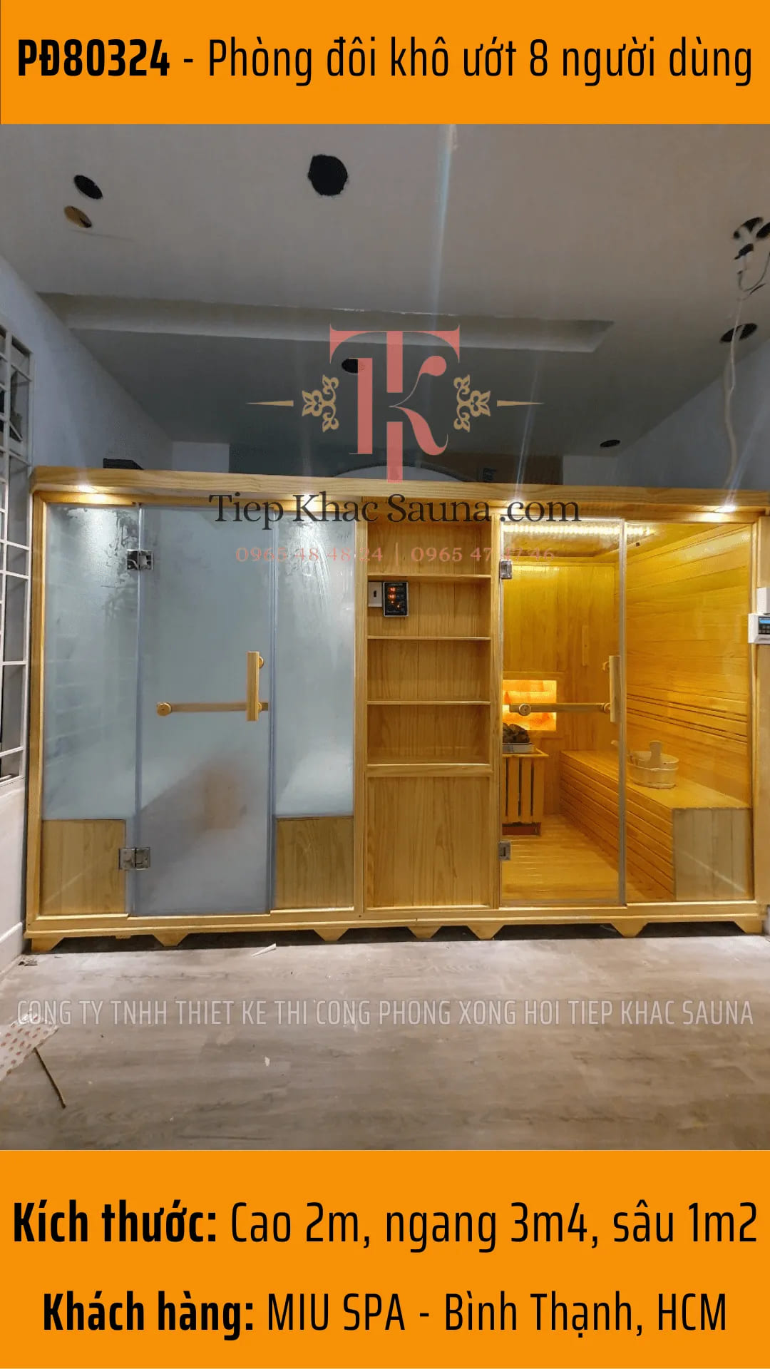 Phòng xông hơi khô và ướt lắp đặt cho khách hàng MIU SPA tại quận Bình Thạnh, Tp HCM