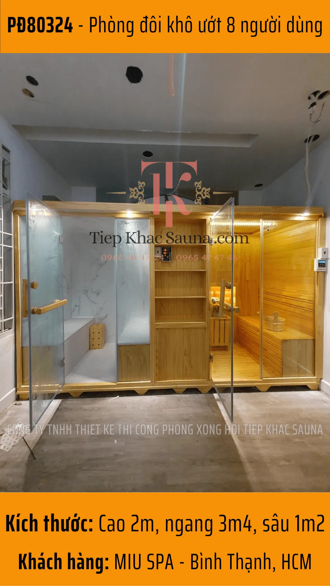 Phòng xông hơi khô và ướt lắp đặt cho khách hàng MIU SPA tại quận Bình Thạnh, Tp HCM