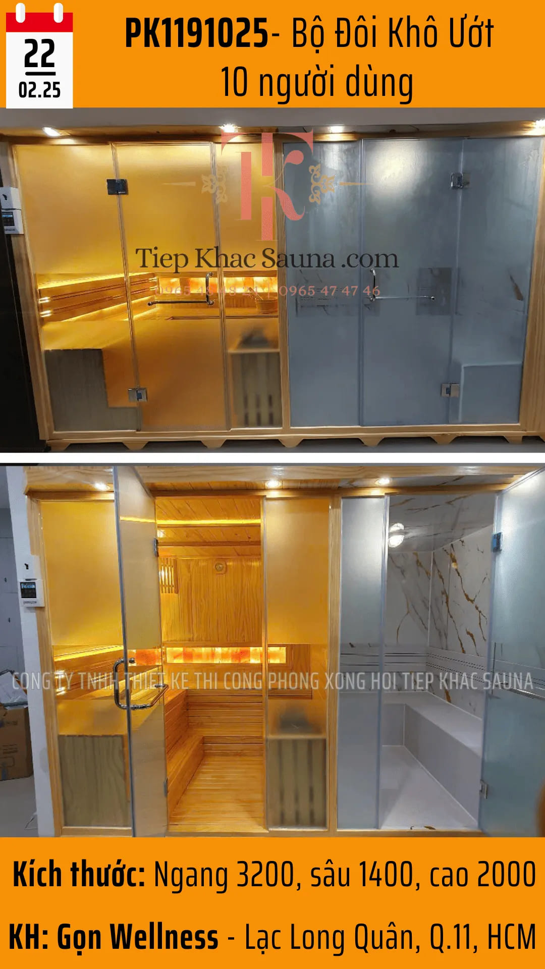 Phòng xông hơi khô và ướt bàn giao cho khách hàng Gọn Wellness tại Lạc Long Quân, quận 11, Tp HCM