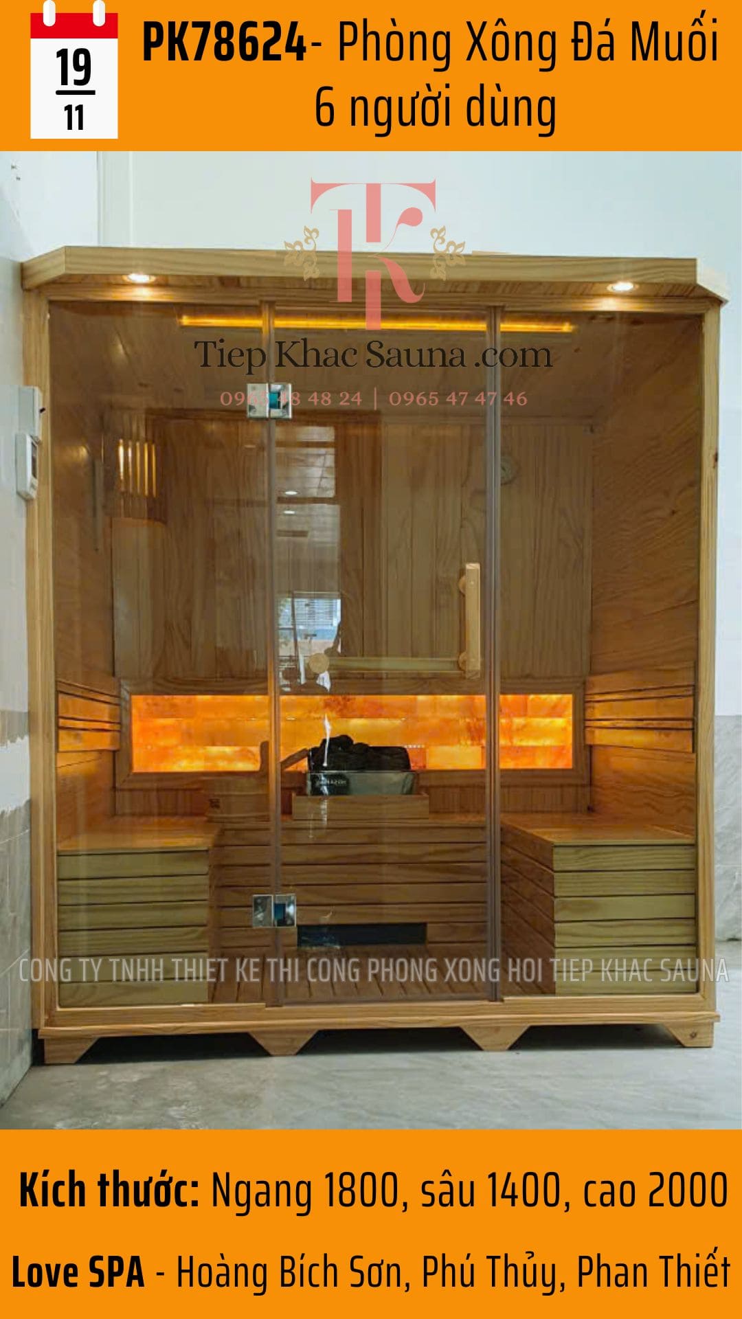 Phòng xông hơi đá muối SPA 6 người dùng được Tiệp Khắc Sauna bàn giao cho Love SPA, Tp Phan Thiết