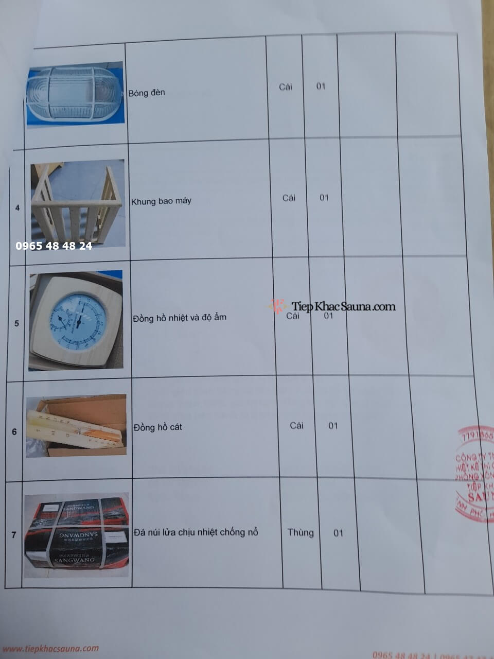 Danh sách phụ kiện và thiết bị chuyên dụng Hợp đồng cung cấp phòng xông hơi mini cho gia đình anh Cường tại Đắk Nông trang 2