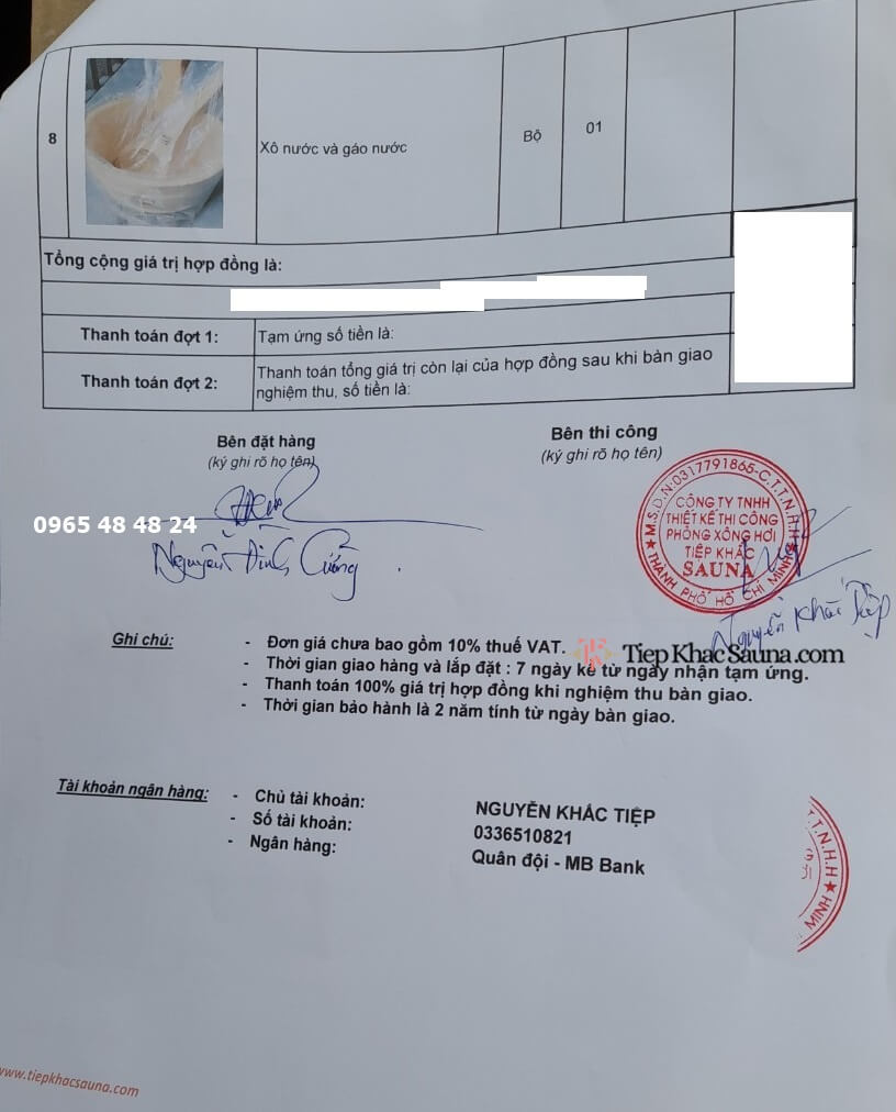 Danh sách phụ kiện và thiết bị chuyên dụng Hợp đồng cung cấp phòng xông hơi mini cho gia đình anh Cường tại Đắk Nông trang 3