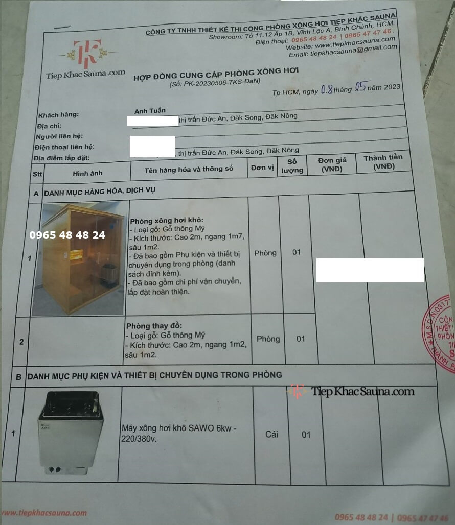 Hợp đồng cung cấp phòng xông hơi cho phòng GYM tại Đắk Nông trang 1