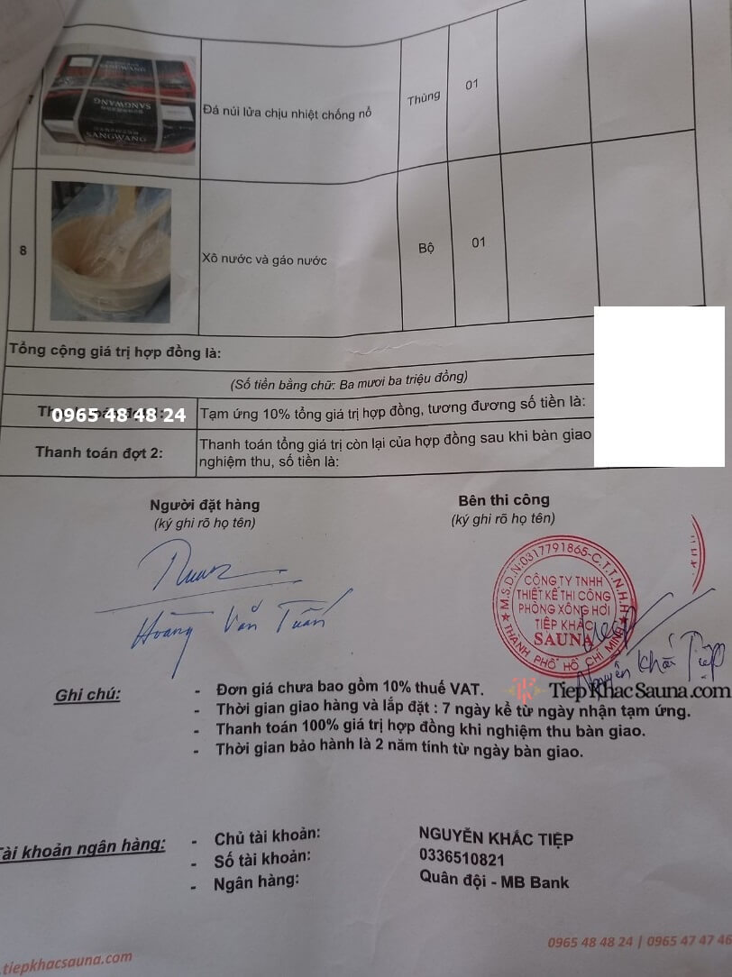 Danh sách phụ kiện và thiết bị chuyên dụng Hợp đồngcung cấp phòng xông hơi cho phòng GYM tại Đắk Nông trang 3