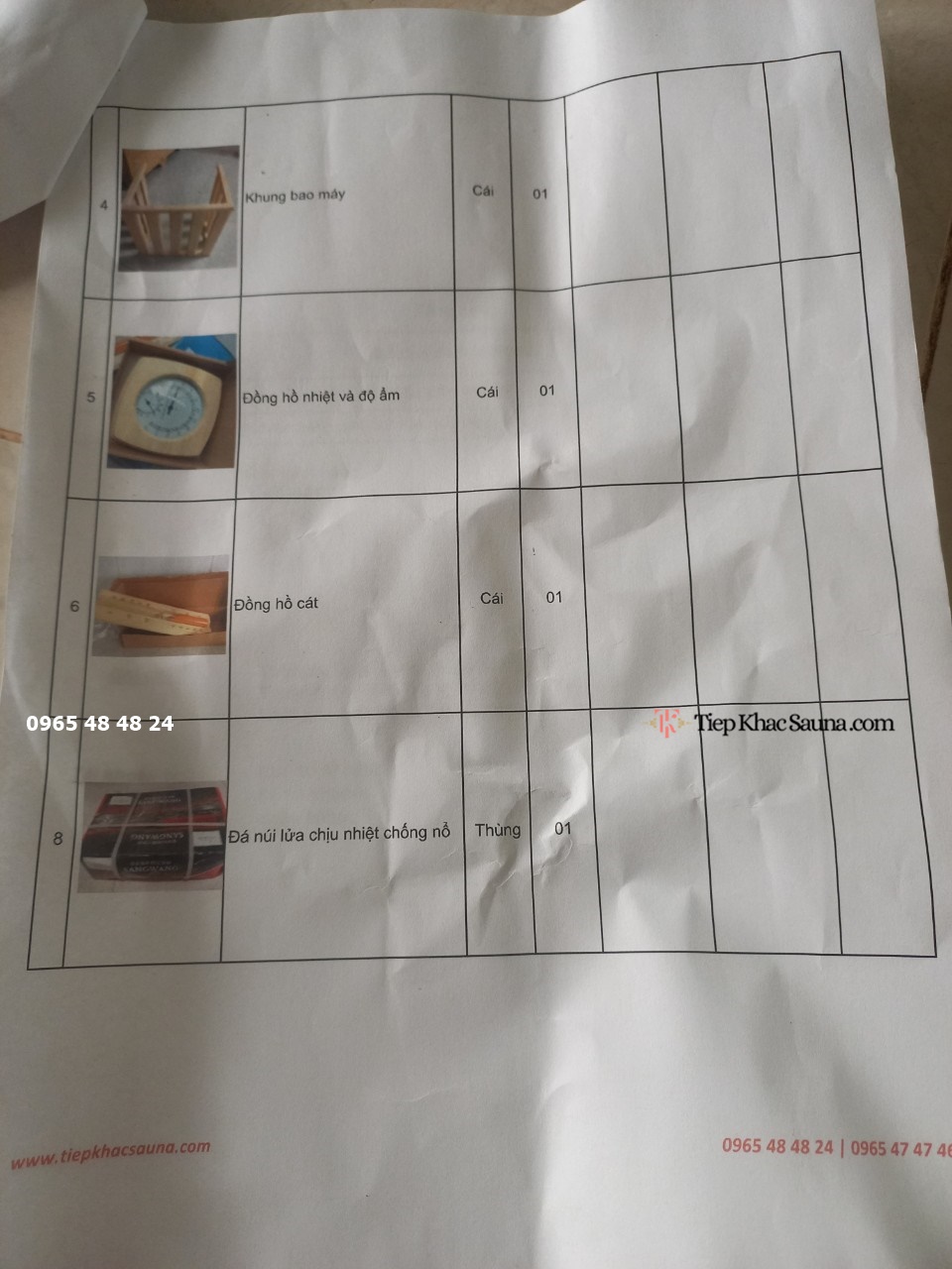 Danh sách phụ kiện và thiết bị chuyên dụng trong hợp đồng phòng xông hơi spa cho khách hàng tại Tiền Giang trang 2