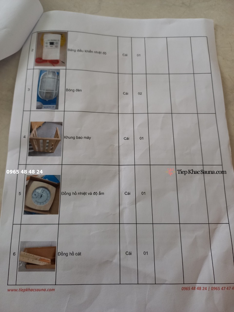 Danh sách phụ kiện trọn gói trong phòng xông hơi đôi khô và ướt kết hợp trang 2