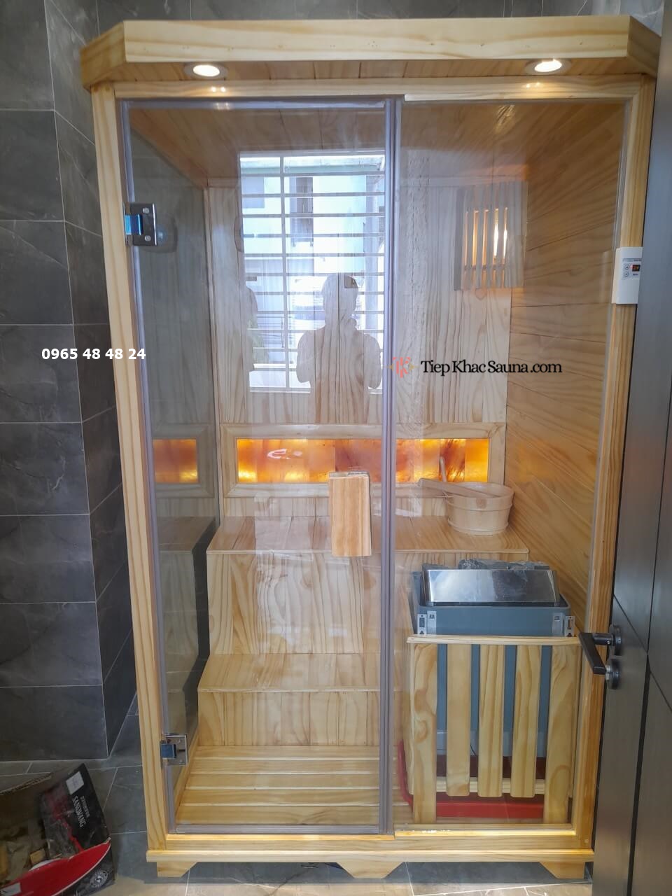 Hình thực tế phòng xông hơi khô khách hàng quận Bình Tân, TpHCM sau khi lắp đặt hoàn thiện