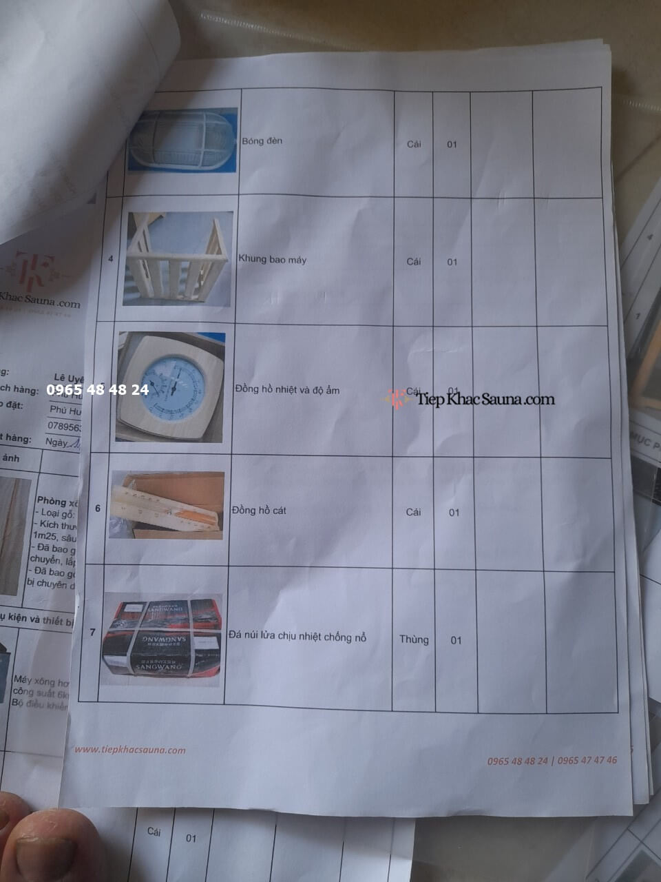 Danh sách phụ kiện và thiết bị chuyên dụng trong hợp đồng phòng xông hơi khô cho gia đình chị Bé, quận Bình Thạnh, TPHCM trang 2