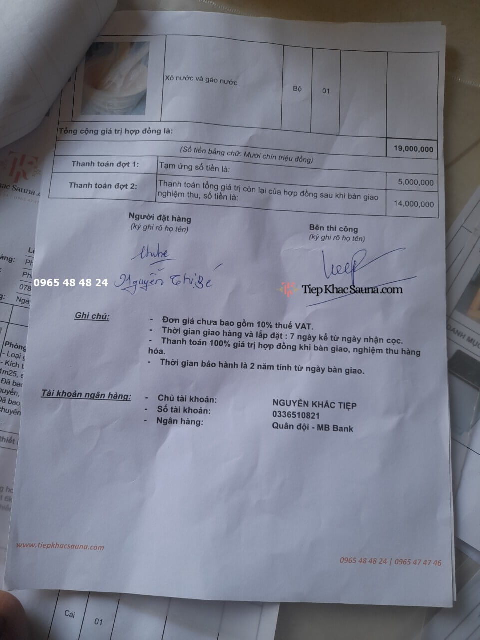 Danh sách phụ kiện và thiết bị chuyên dụng trong hợp đồng phòng xông hơi khô cho gia đình chị Bé, quận Bình Thạnh, TPHCM trang 3