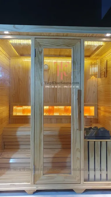 Hai phòng xông hơi khô phòng GYM tại Tân An, Long An. Cao 2m, ngang 1m8, sâu 1m2. Tối đa 4 người/lần xông/phòng. Hình 3