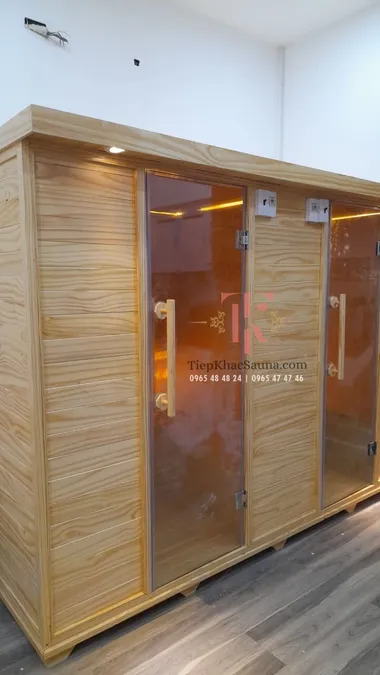Bộ đôi phòng xông khô SPA lắp đặt tại Mỹ Tho, Tiền Giang. Cao 2m, sâu 1m3, ngang tổng 2m8. Sử dụng tối đa 8 người/lần. Hình 4