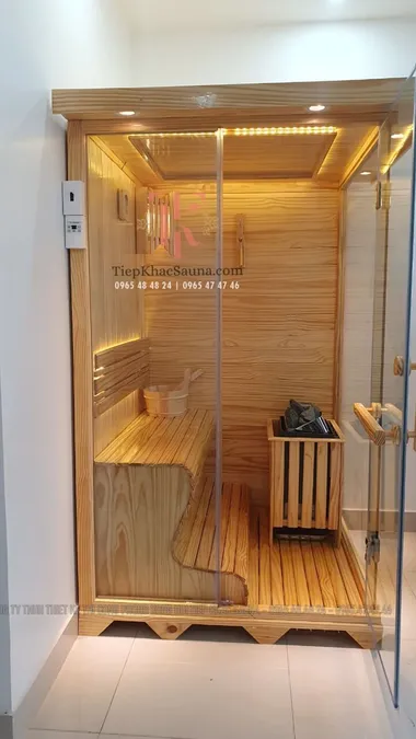 Phòng xông hơi gia đình anh Tuấn tại Thủ Dầu Một, Bình Dương. Cao 2m, ngang 1m2, sâu 1m2. Sử dụng 1-2 người/lần xông. Hình 4