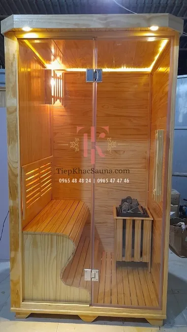 Phòng xông hơi gia đình lắp đặt tại Quận 5, HCM. Cao 2m15, ngang 1m2, sâu 1m25. Sử dụng tối đa 2 người/lần. Hình 4