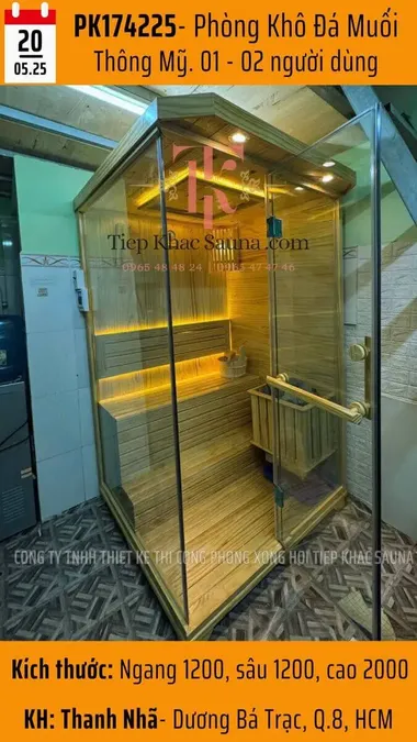 Mẫu phòng xông hơi đá muối Thông Mỹ dành cho gia đình, lắp tại Quận 8 – Tiệp Khắc Sauna thi công