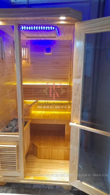 Phòng xông hơi khô mini lắp đặt tại Bạc Liêu. Cao 2m, ngang 1m, sâu 1m. Sử dụng tối đa 1 người/lần xông. Hình 4