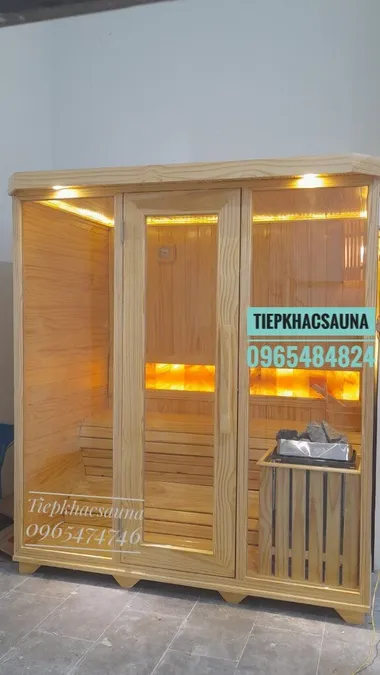 Phòng xông hơi khô đá muối SPA tại Tiền Giang. Cao 2m, ngang 1m7, sâu 1m1. Sử dụng 4 người/lần _Hình 2
