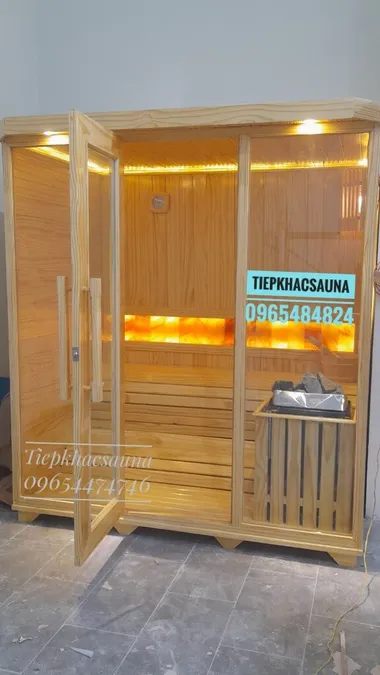 Phòng xông hơi khô đá muối SPA tại Tiền Giang. Cao 2m, ngang 1m7, sâu 1m1. Sử dụng 4 người/lần_Hình 3