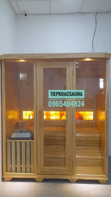 Phòng xông hơi khô đá muối SPA tại Tiền Giang. Cao 2m, ngang 1m7, sâu 1m1. Sử dụng 4 người/lần_Hình 1
