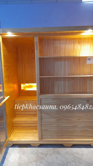 Phòng xông hơi SPA tại Quận 12, HCM. Cao 2m, ngang 1m7, sâu 1m1. Sử dụng tối đa 4 người/lần xông. Hình 1