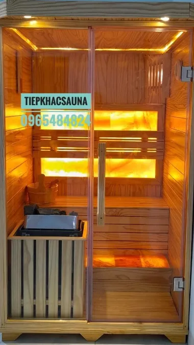 Phòng xông khô đá muối tại Đăk Lawk. Cao 2m, ngang 1m2, sâu 1m1. Sử dụng 1-2 người/lần xông_Hình 1
