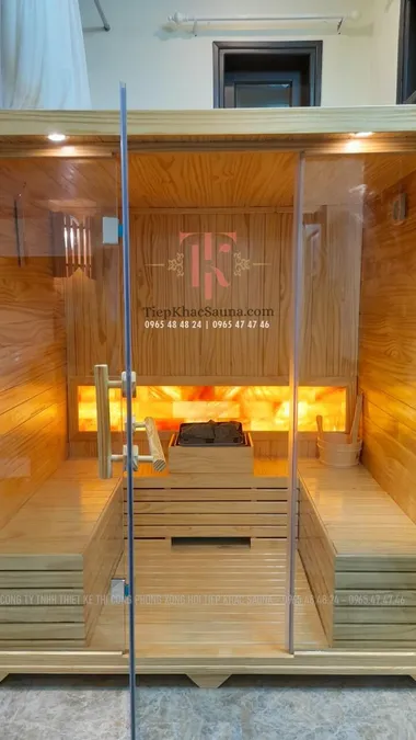 Phòng xông hơi SPA tại Phan Thiết. Cao 2m, ngang 1m8, sâu 1m4. Sử dụng tối đa 8 người/lần xông. Hình 2
