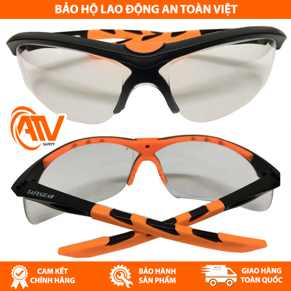 Kính Bảo Hộ Safegear HCP2 Đài Loan màu trắng, gọng cam
