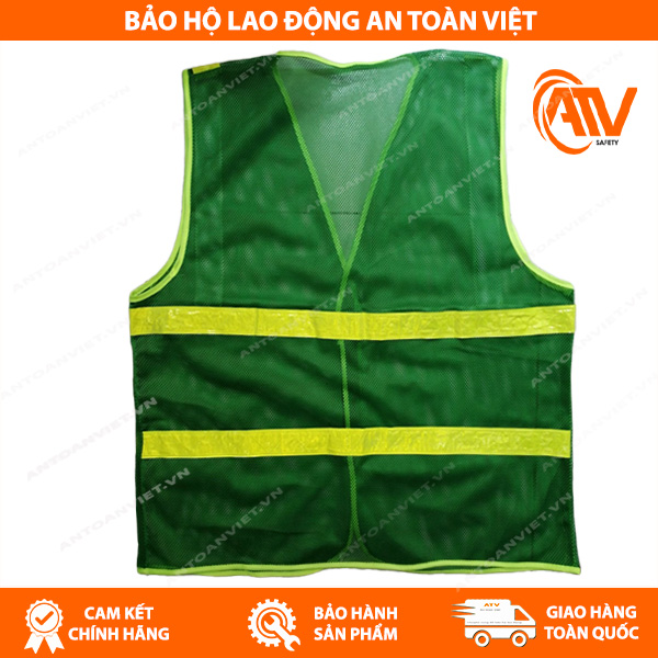 Áo Phản Quang Xanh - 2 Dây Vàng giúp dễ dàng nhận biết