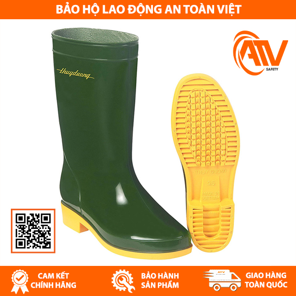 Ủng Bảo Hộ Thùy Dương Xanh Rêu - Vàng 284 đế ủng cao su màu vàng