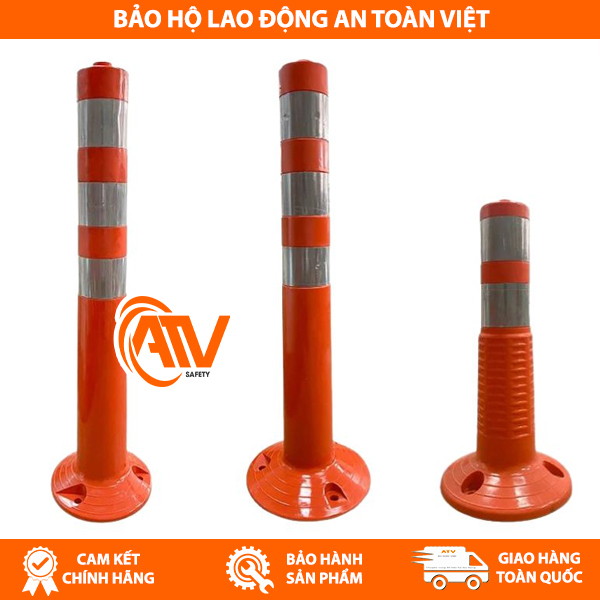 Cọc tiêu giao thông hình trụ màu cam đỏ