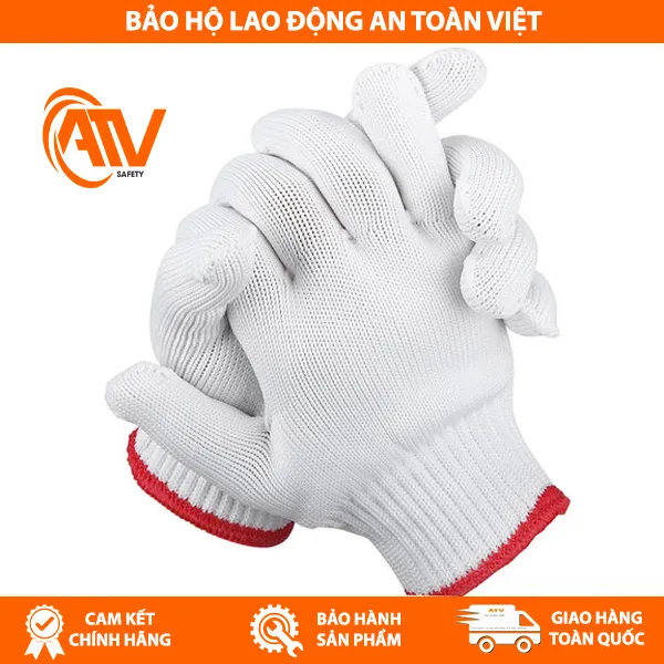 Găng Tay Sợi Poly Trắng được sử dụng trong các công việc vận chuyển hàng hóa, xây dựng, vận tải